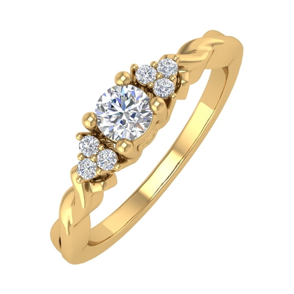 1/4 Carat Round Diamond Engagement Ring in 10K Yellow Gold (Ring Size 9.5)