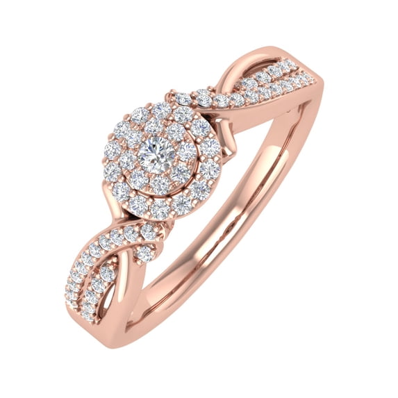 1/4 Carat Round Diamond Engagement Ring in 14K Rose Gold (Ring Size 8.75) (I1-I2 Clarity)