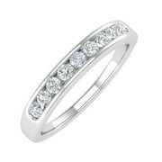 FINEROCK LLC 1/4 Carat Round Diamond Unisex Wedding Band Ring in 14K White Gold (Ring Size 5) (I1-I2 Clarity)