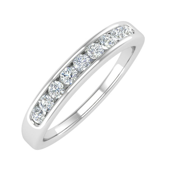1/4 Carat Round Diamond Unisex Wedding Band Ring in 14K White Gold (Ring Size 6) (I1-I2 Clarity)