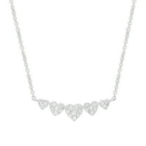 1/4 Carat Round Lab Created Moissanite Diamond Five Heart Bar Pendant Necklace for Women in 18K White Gold Plated Sterling Silver (0.25ct, D Color, VVS1 Clarity) Jewelry Gift for Her