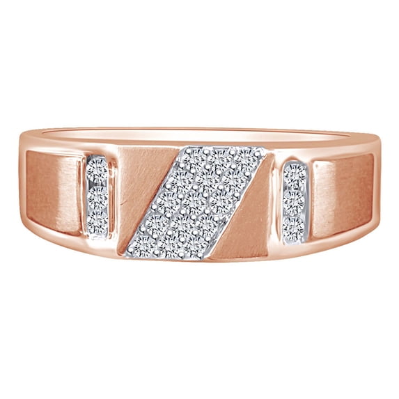AFFY 1/4 Carat Round Shape White Natural Diamond Engagement Band Ring For Men 10K Gold (0.25 Ctw)