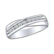 AFFY 1/4 Carat Round White Natural Diamond Eternity Wedding Band Ring In 10k Solid White Gold (0.25 Cttw) Ring Size-7