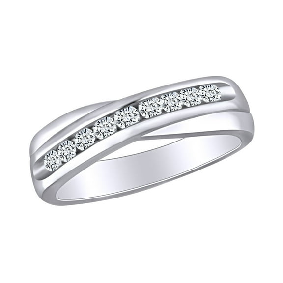 AFFY 1/4 Carat Round White Natural Diamond Eternity Wedding Band Ring In 10k Solid White Gold (0.25 Cttw) Ring Size-7