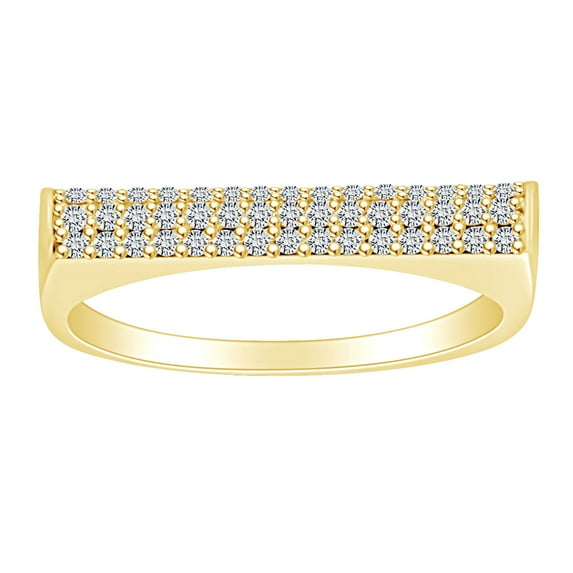 AFFY 1/4 Carat Round White Natural Diamond Rectangular Frame Wedding Band Ring In 14k Solid Yellow Gold (0.25 Cttw) Ring Size-8