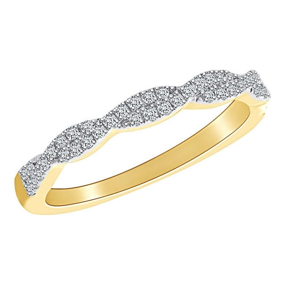 AFFY 1/4 Carat Round White Natural Diamond Twist Band Ring In 10k Solid Yellow Gold (0.25 Cttw) Ring Size-6