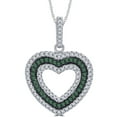 thumbnail image 1 of 1/4 Carat T.G.W. CZ and Created Emerald Gemstone Sterling Silver Heart Pendant Necklace, 18" Chain, 1 of 3