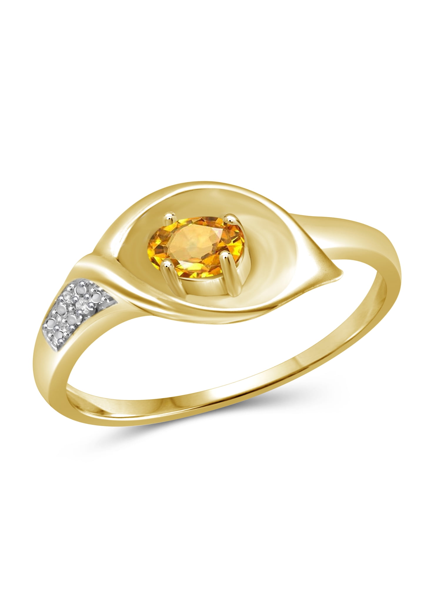 1 4 Carat T.G.W. Citrine And White Diamond Accent Sterling Silver