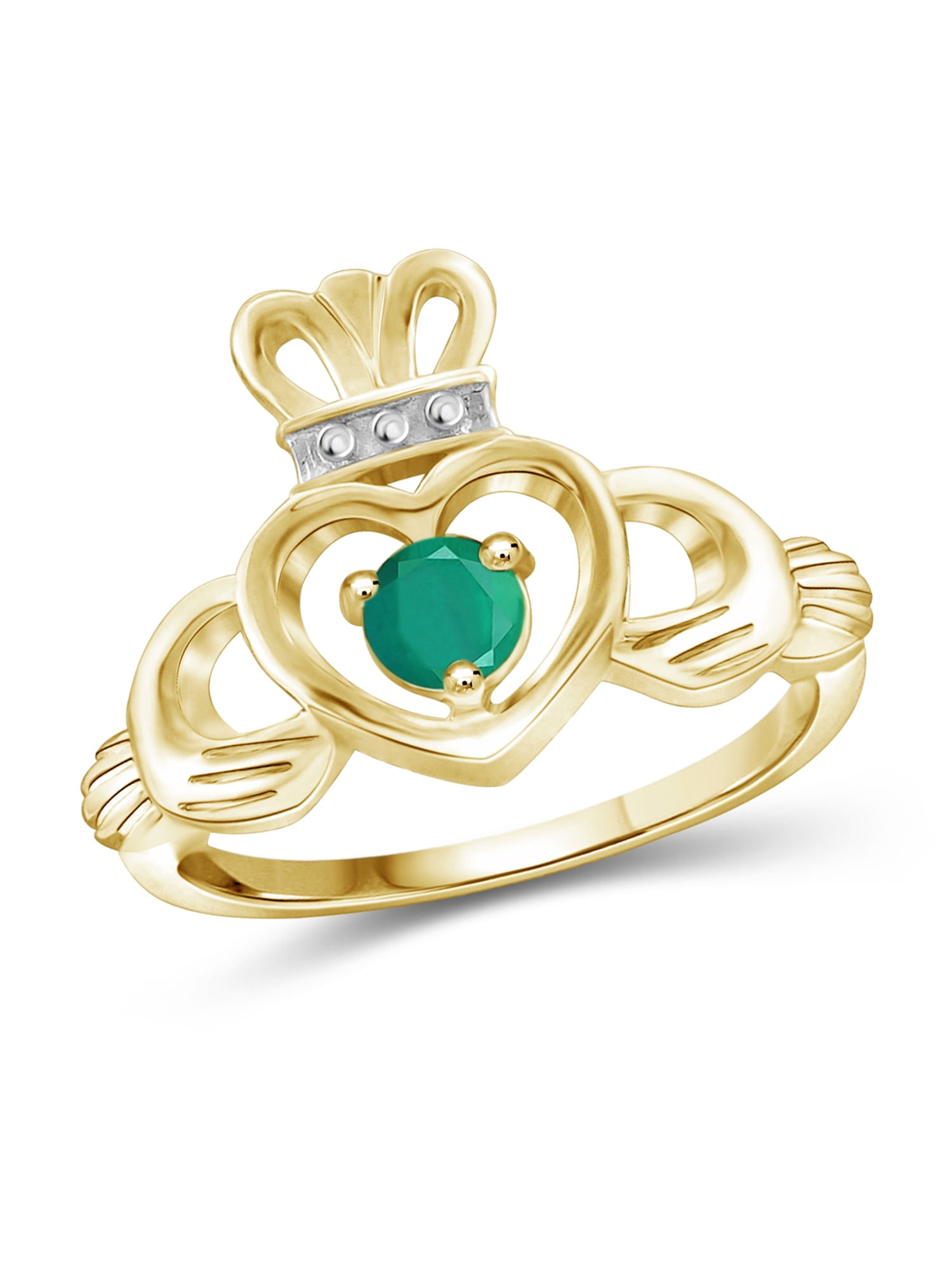JewelersClub 0.28 Carat T.G.W. Emerald 14K Gold Over Silver Heart Crown Ring