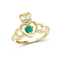 JewelersClub 0.28 Carat T.G.W. Emerald 14K Gold Over Silver Heart Crown Ring
