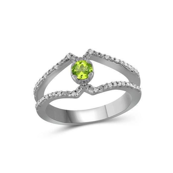 1/4 Carat T.G.W. Peridot And White Diamond Accent Sterling Silver Ring