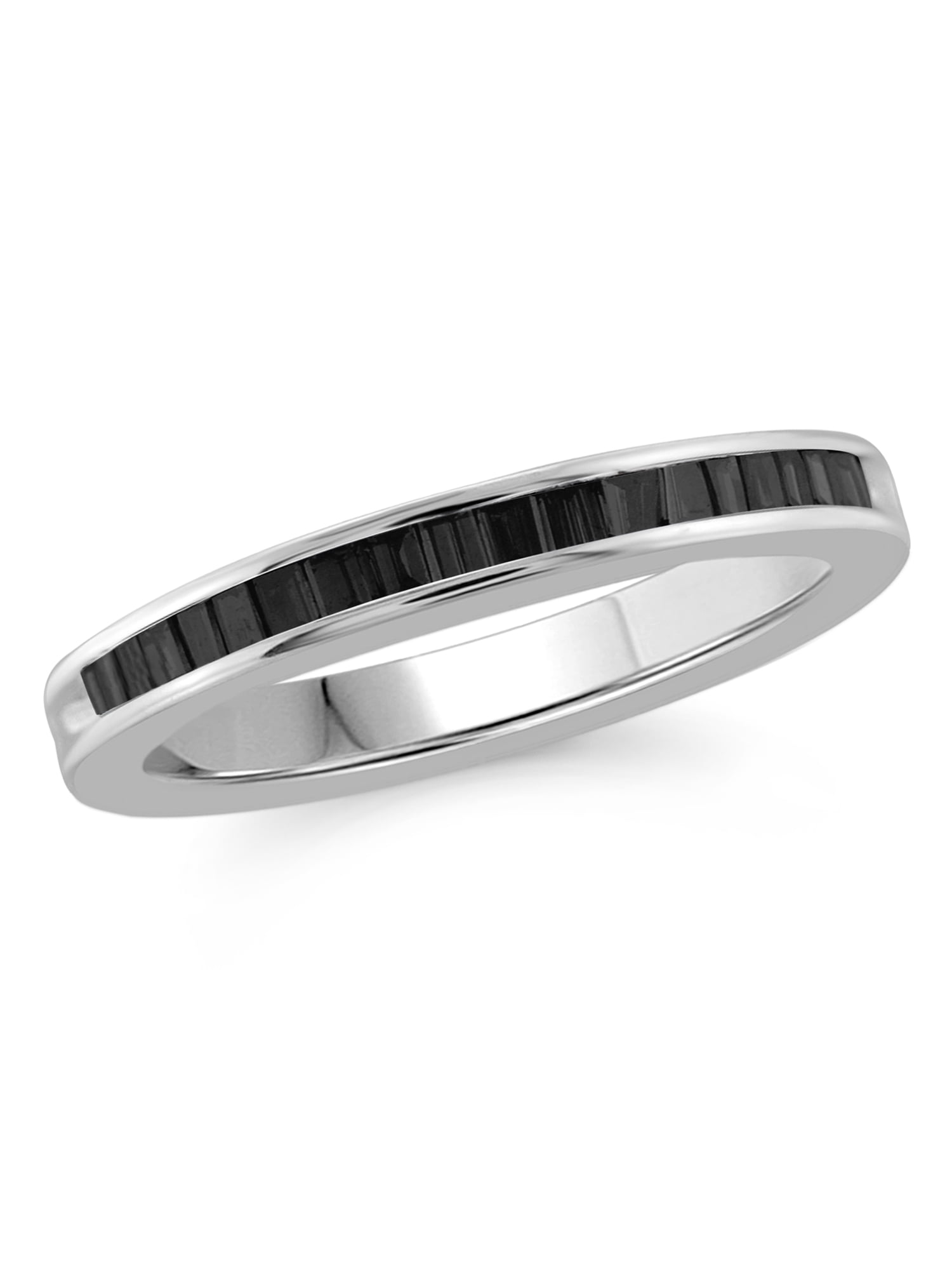 1/4 Carat T.W. Baguette-cut Black Diamond Sterling Silver Band Ring