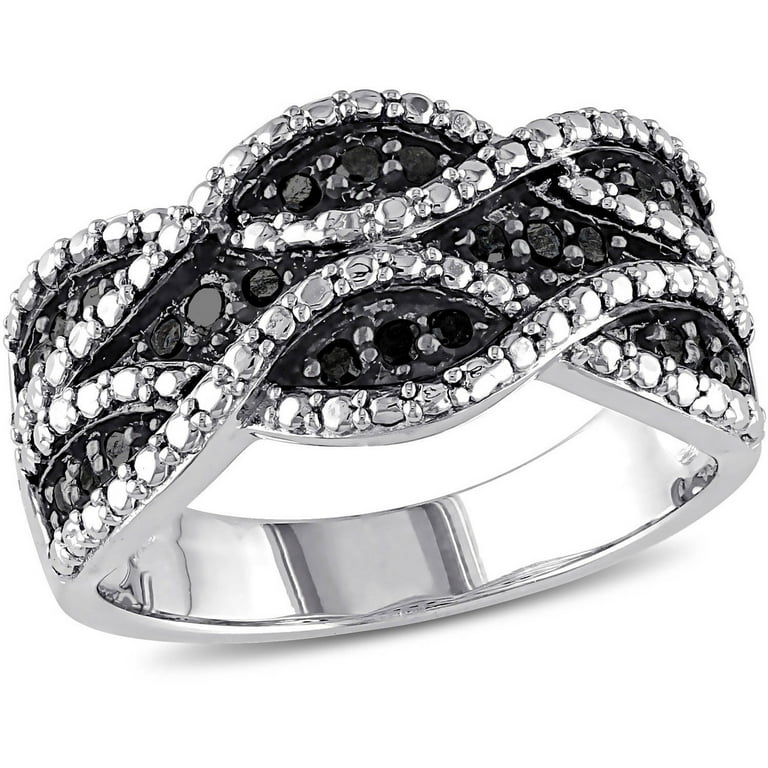 1 4 Carat T.W. Black Diamond Sterling Silver Criss Cross Ring