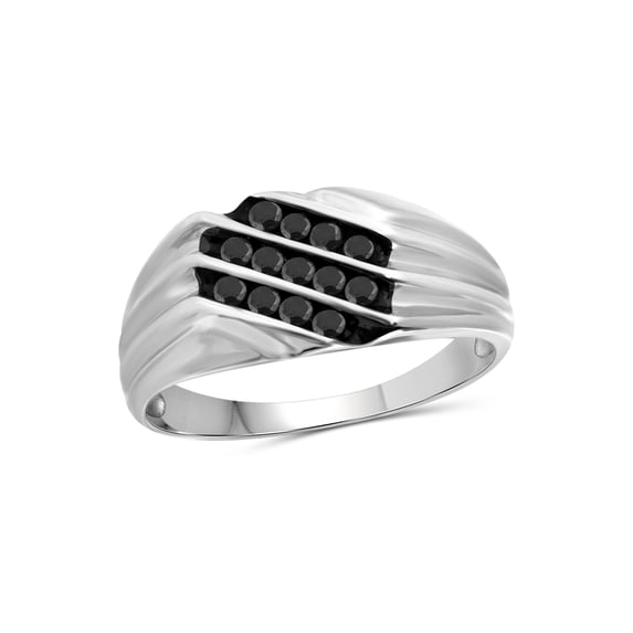 1/4 Carat T.W. Black Diamond Sterling Silver Men's Ring