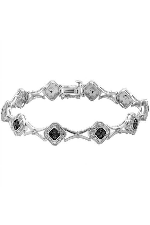 1/4 Carat T.W. Black Princess Diamond Sterling Silver Fashion Bracelet, 7"