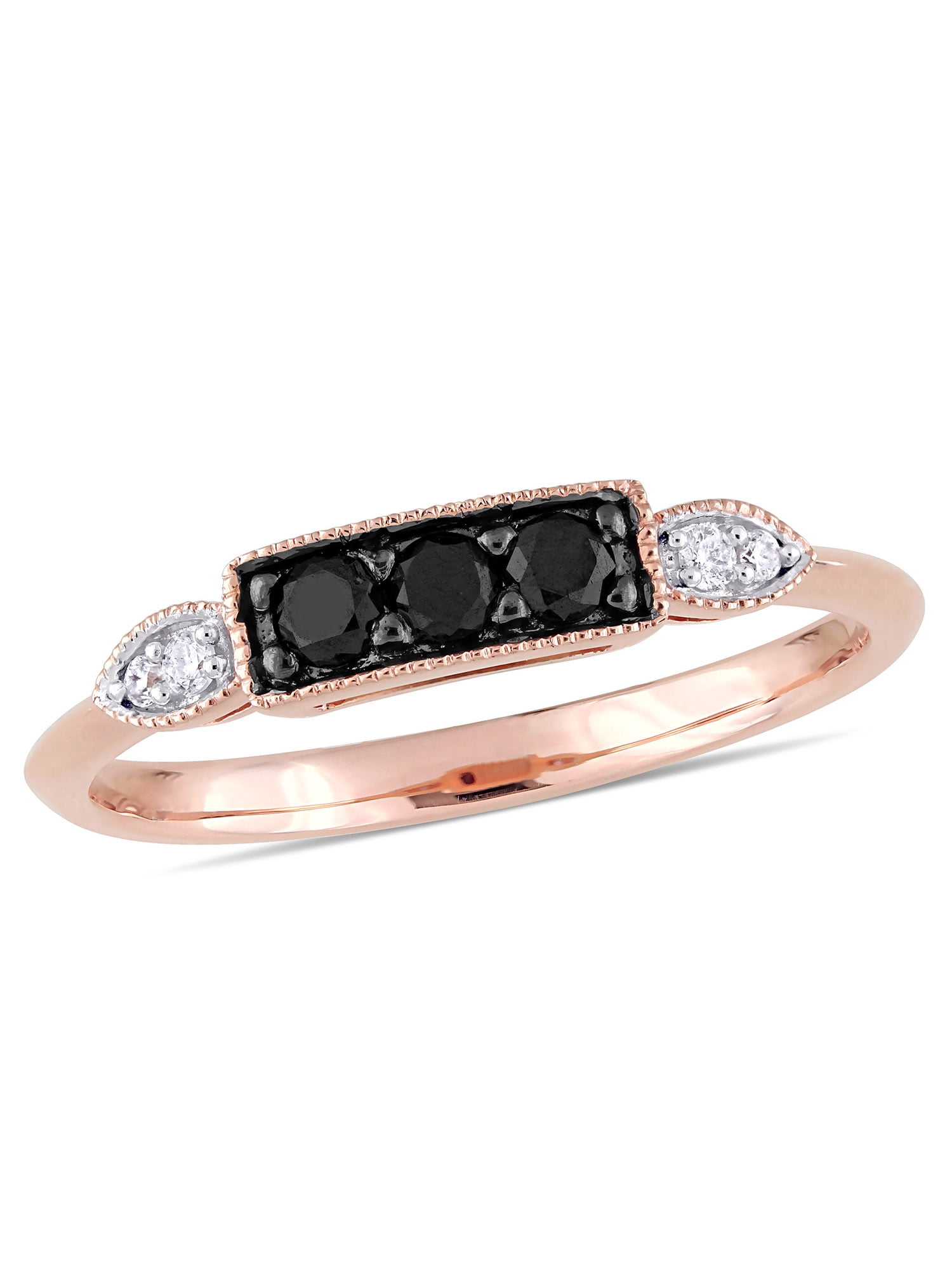 Black & White Diamond Engagement Ring 1 ct tw 10K Rose Gold