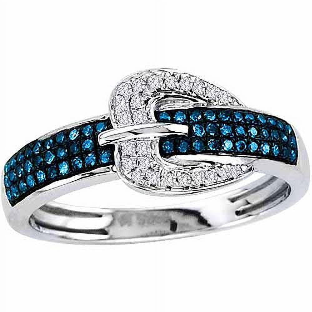 1/4 Carat T.W. Blue and White Diamond 10kt White Gold Fashion Ring