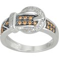 thumbnail image 1 of 1/4 Carat T.W. Champagne and White Diamond 10kt White Gold Buckle Ring, 1 of 3