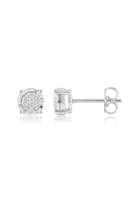 1/4 Carat T.W Diamond 10K White Gold Composite Miracle Plated Stud Earring.