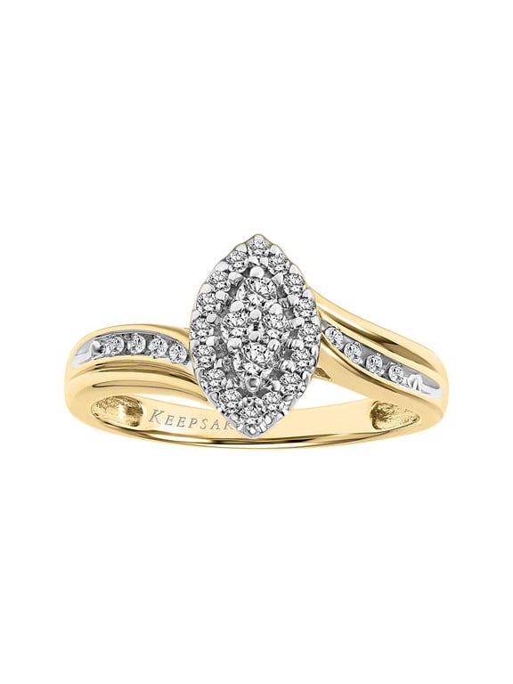 1/4 Carat T.W. Diamond 10KT Yellow Gold Marquise-Shape Halo "Empress" Engagement Ring by Keepsake