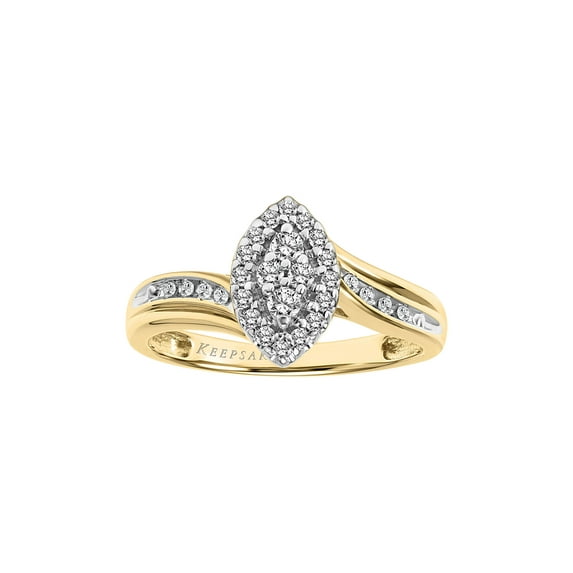 1/4 Carat T.W. Diamond 10KT Yellow Gold Marquise-Shape Halo "Empress" Engagement Ring by Keepsake