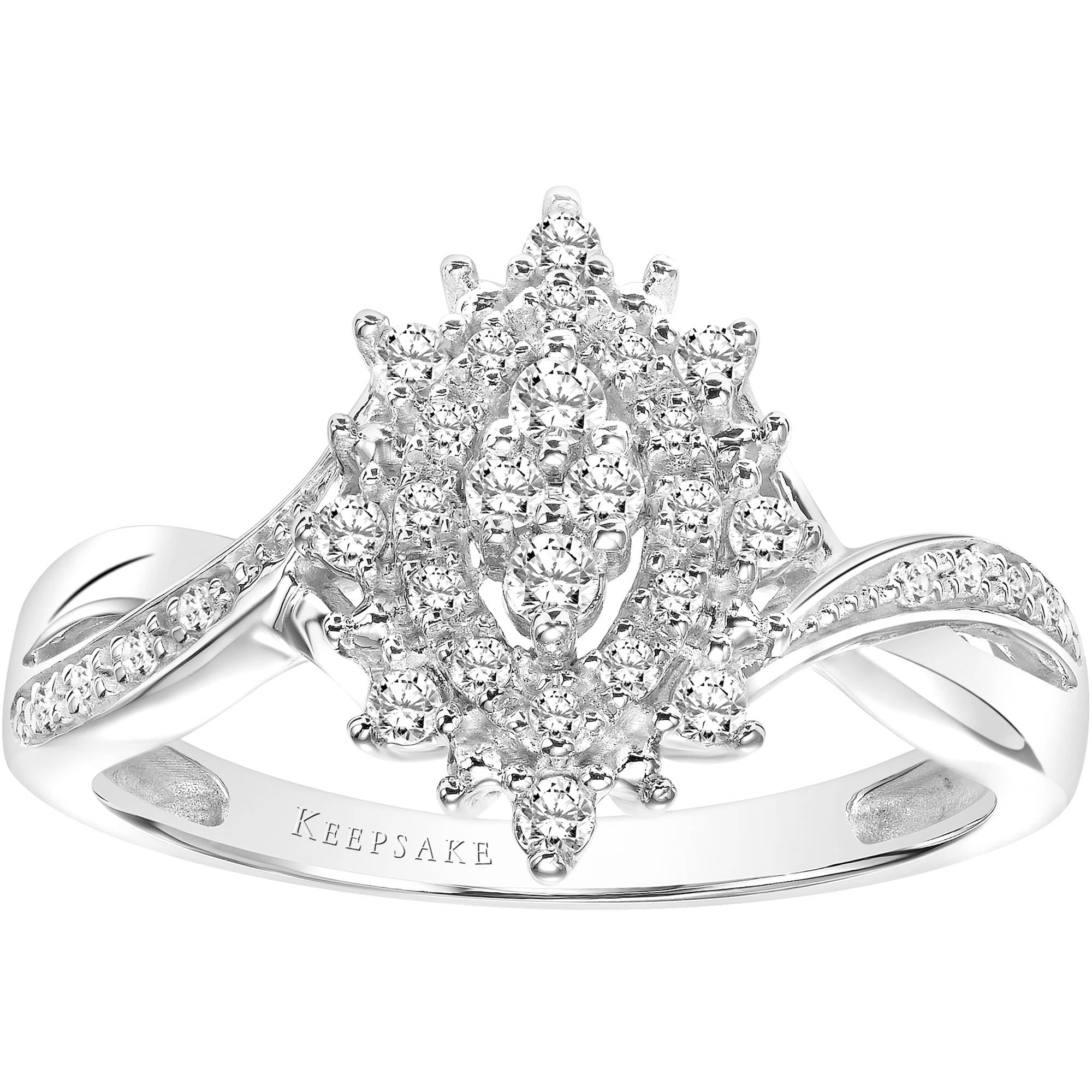 1/4 Carat T.W. Diamond 10k White Gold "Jazz" Women's Engagement Ring by Keepsake