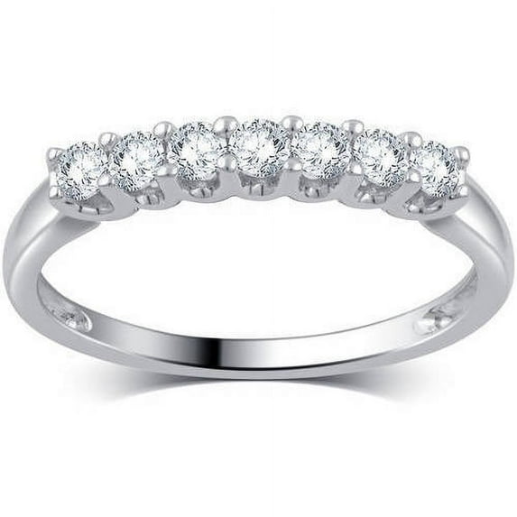 1/4 Carat T.W. Diamond 10kt White Gold 7-Stone Wedding Band, I-J/I2-I3