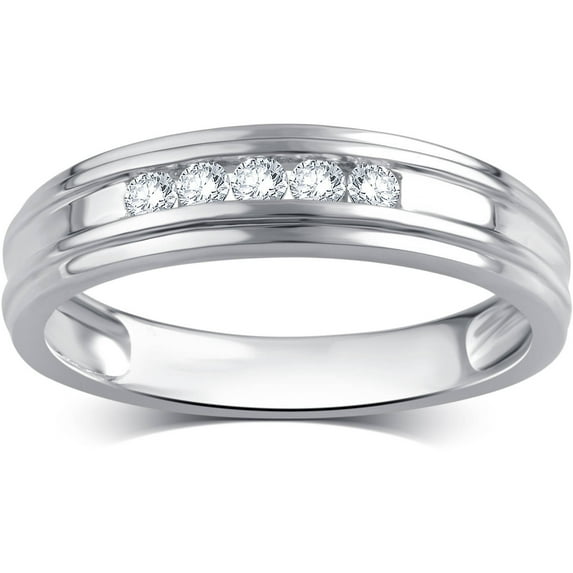 1/4 Carat T.W. Diamond 10kt White Gold Men's Wedding Band