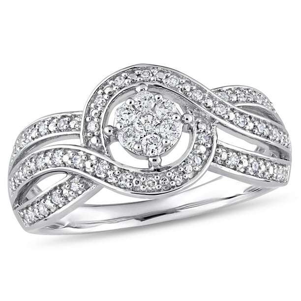 1/4 Carat T.W. Diamond 10kt White Gold Triple Twisted Engagement Ring ...