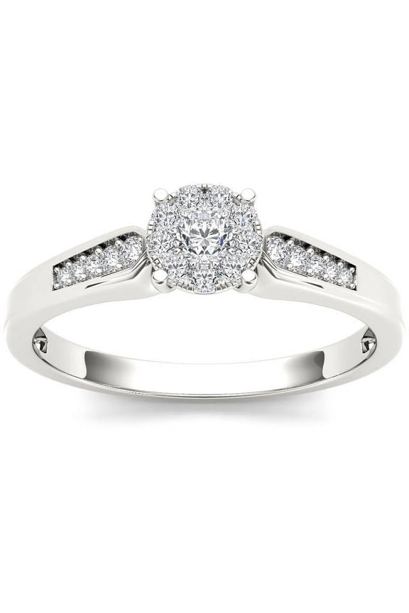 1/4 Carat T.W. Diamond Cluster 10kt White Gold Engagement Ring