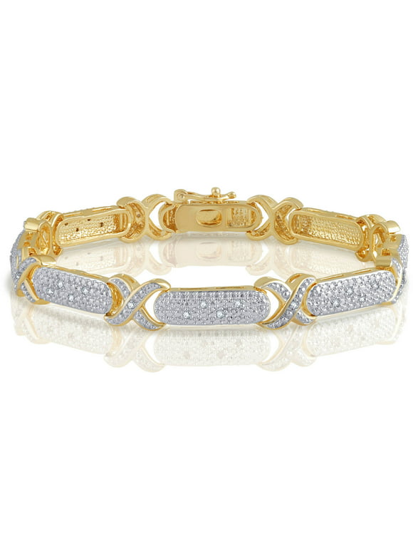 1/4 Carat T.W. Diamond Gold Tone Over Brass Fashion Bracelet, 7.5"