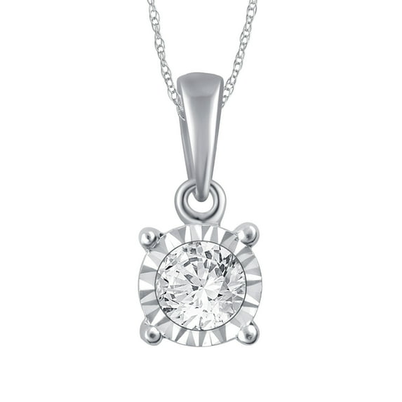 1/4 Carat T.W. Diamond Miracle Plate 10K White Gold Pendant. (I-J/I2-I3)