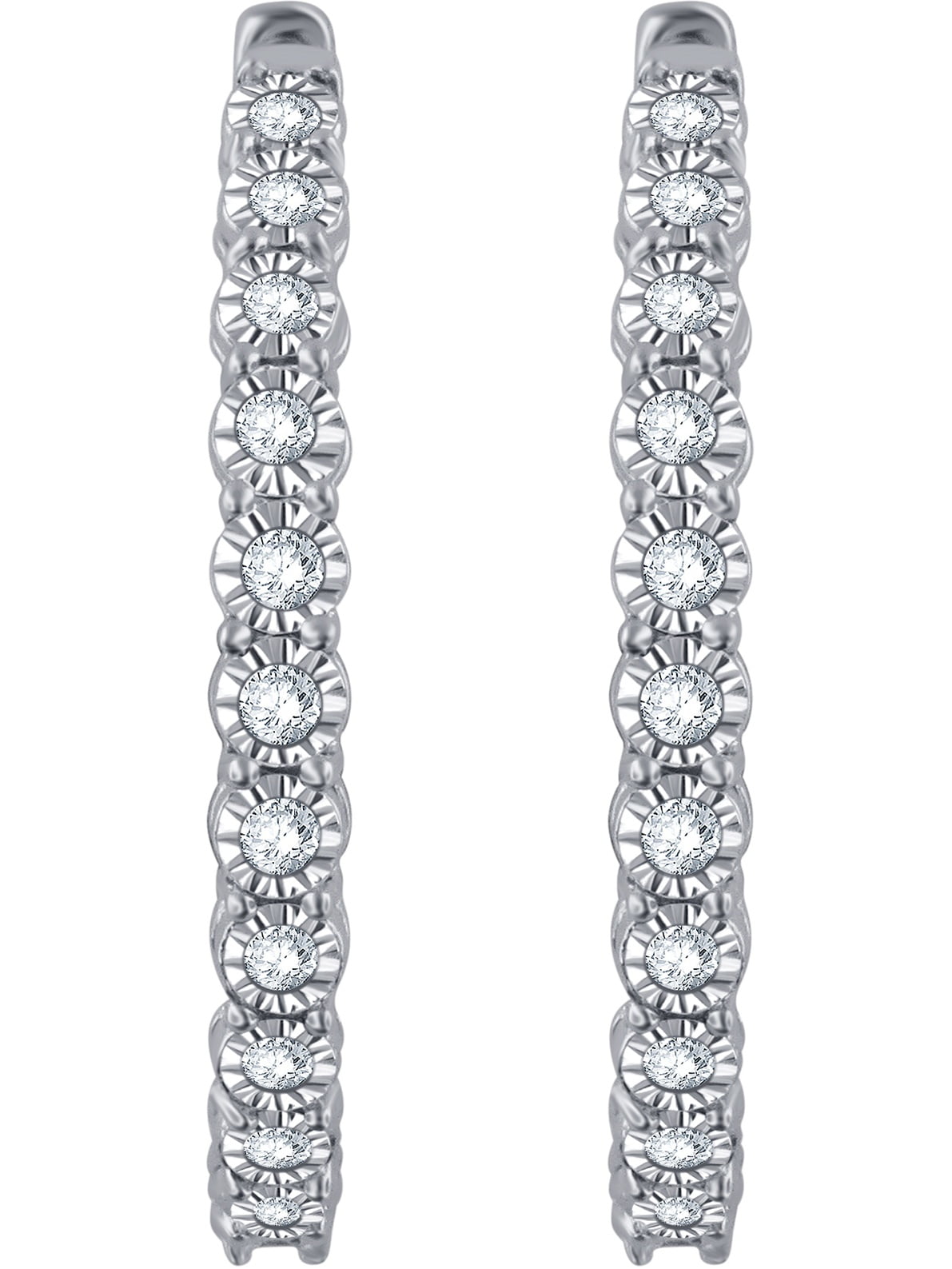 1/4 Carat T.W Diamond Miracle Plated Sterling Silver Hoop Earring