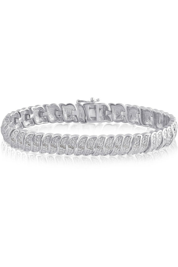 1/4 Carat T.W Diamond Rhodium-Plated Bracelet, 7"