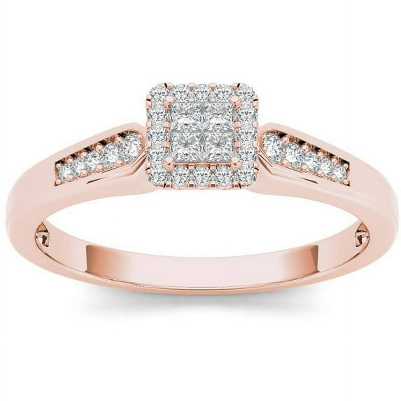 1/4 Carat T.W. Diamond Single Halo 10kt Rose Gold Engagement Ring