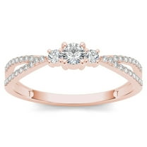 1/4 Carat T.W. Diamond Split Shank Three-Stone 10kt Rose Gold Engagement Ring