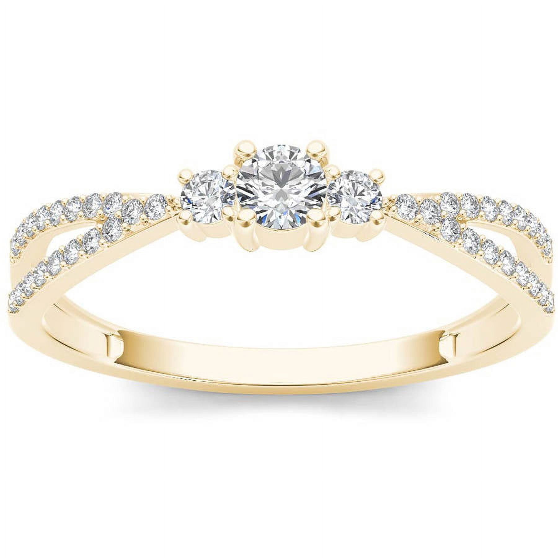 1/4 Carat T.W. Diamond Split Shank Three-Stone 10kt Yellow Gold Engagement Ring