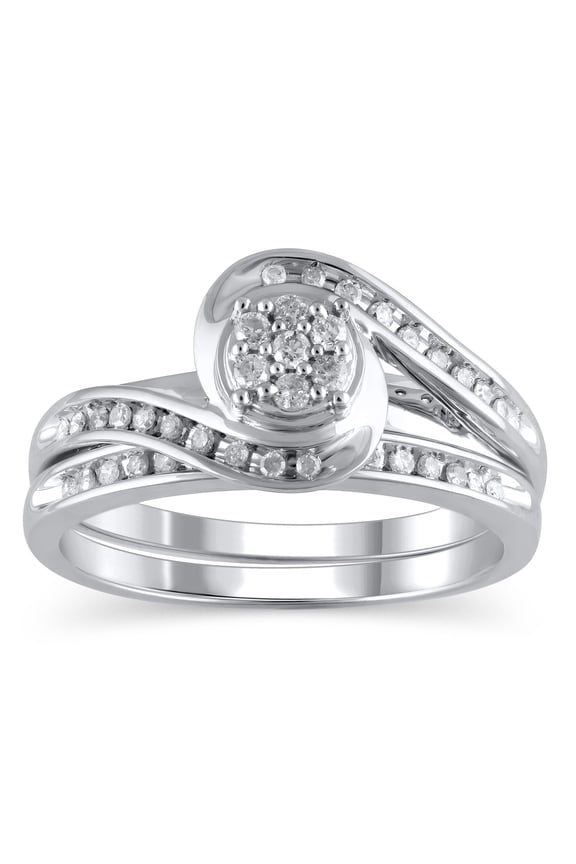 1/4 Carat T.W. (I3 clarity, I-J color) Forever Bride Diamond Composite Bridal set in 10K White Gold, Size 4
