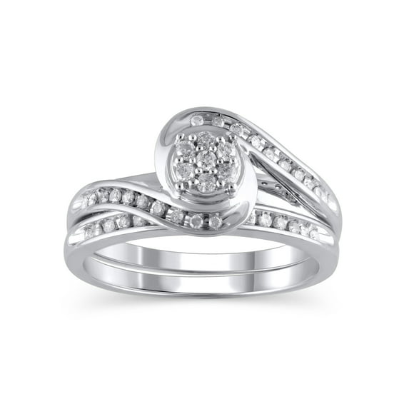 1/4 Carat T.W. (I3 clarity, I-J color) Forever Bride Diamond Composite Bridal set in 10K White Gold, Size 9