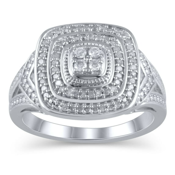 1/4 Carat T.W. JK-I2I3 Forever Bride - Limited Edition diamond cushion in sterling silver , Size 4
