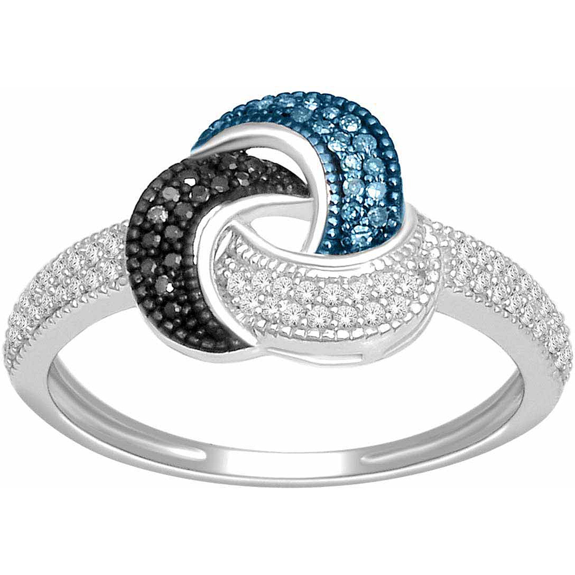 1/4 Carat T.W. Multicolor Diamond Sterling Silver Fashion Ring