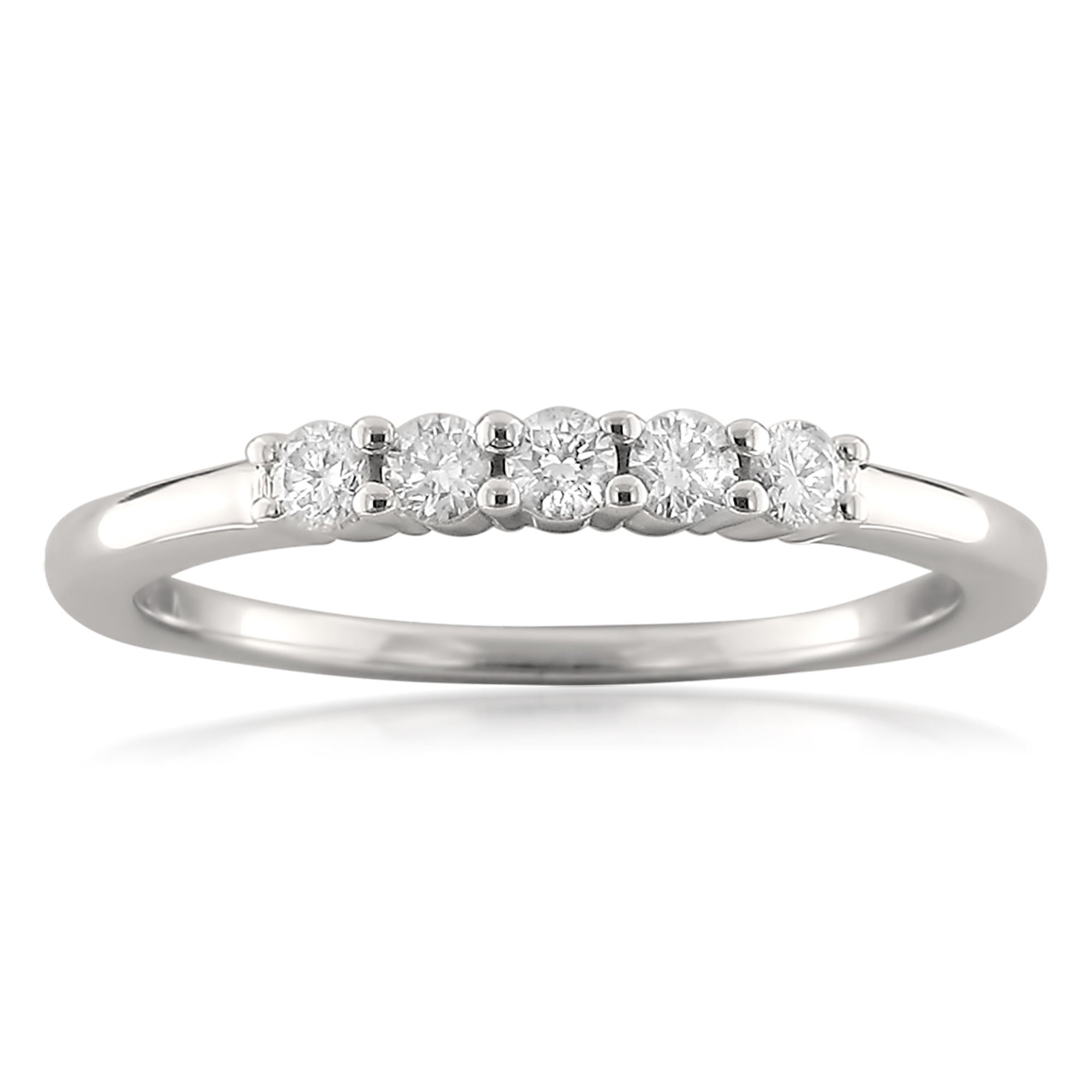 1/4 Carat T.W. Round Diam. 18k White Gold 5 Stone Bridal Wedding Band