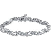 1/4 Carat T.W. Round Diamond Rhodium-Tone Fashion Bracelet, 7.5"