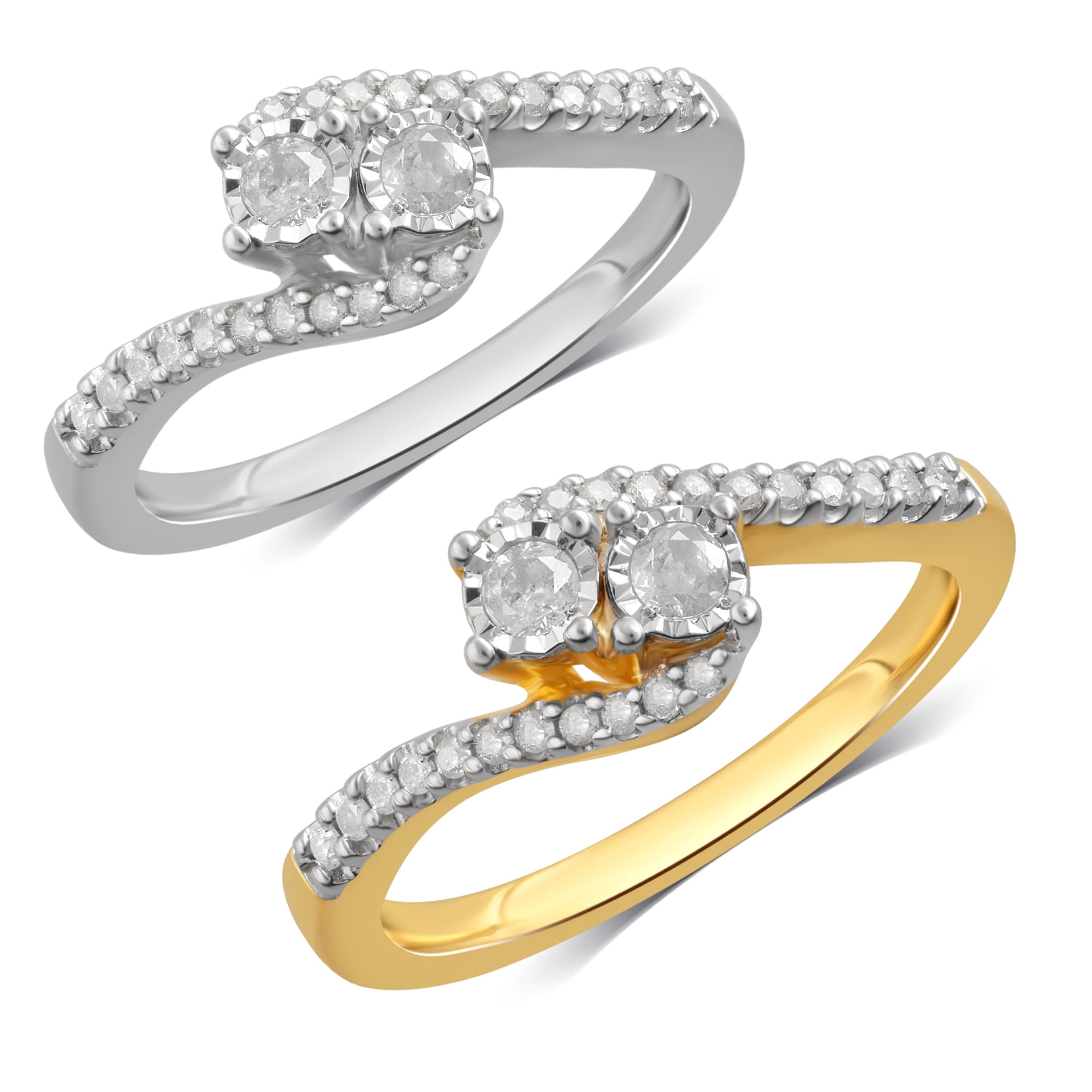 1/4 Carat T.W. Round Diamond Sterling Silver Engagement Ring. (J/I2-I3)