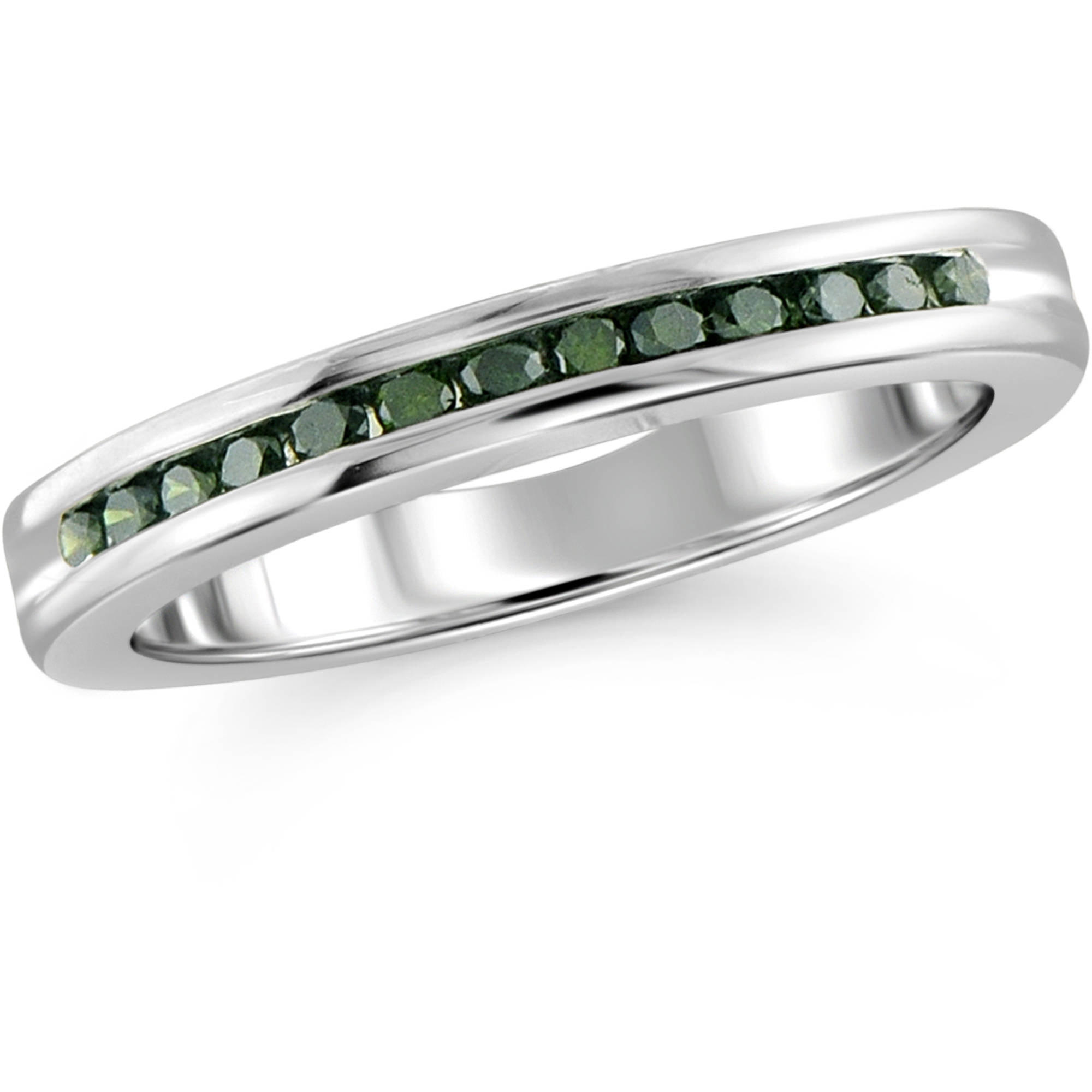 Unique Wedding Engagement Ring Set Green Simulated Emerald Black CZ  Sterling Silver Silver Bridal Set Size 6 - Walmart.com