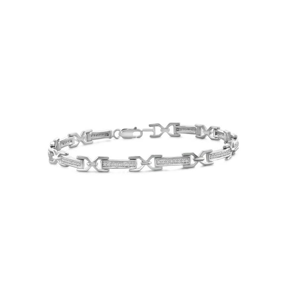 1/4 Carat T.W. White Diamond Sterling Silver Bar Link Bracelet, 7.5