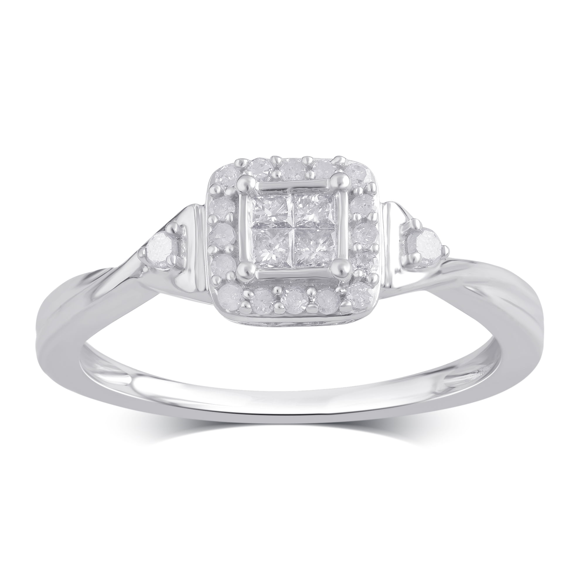 1/4 Carat T.w Princess Diamond Square Fr