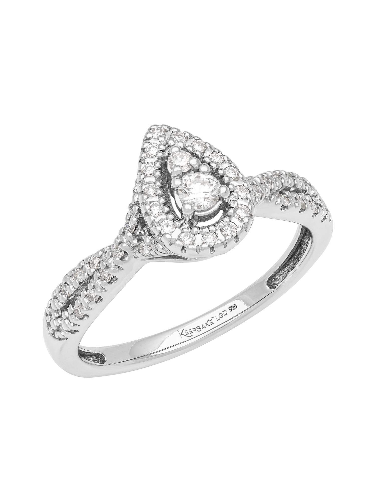 1/4 Carat TW Lab-Grown Diamond Halo Women's "Luminary" Engagement Ring in Sterling Silver by Keepsake