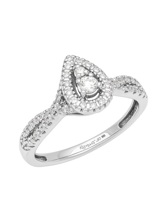 1/4 Carat TW Lab-Grown Diamond Halo Women's "Luminary" Engagement Ring in Sterling Silver by Keepsake
