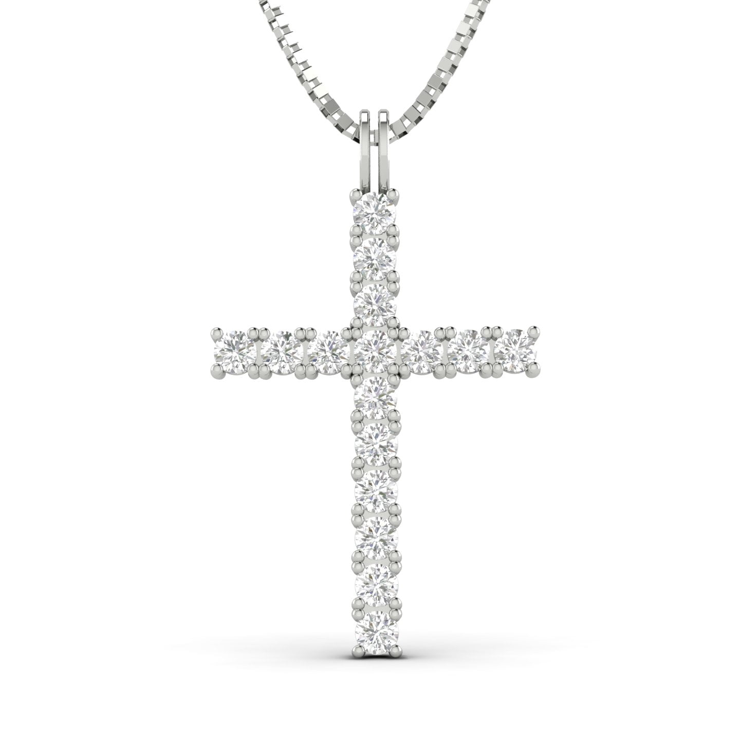 1/4 Carat TW Natural Diamond Cross Pendant Necklace in 10k White